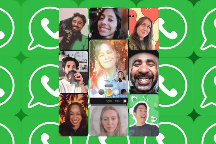 Filters and backgrounds in WhatsApp on background of WhatsApp icons