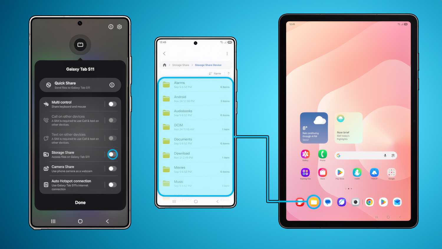 Samsung One UI 8.5 storage share feature.