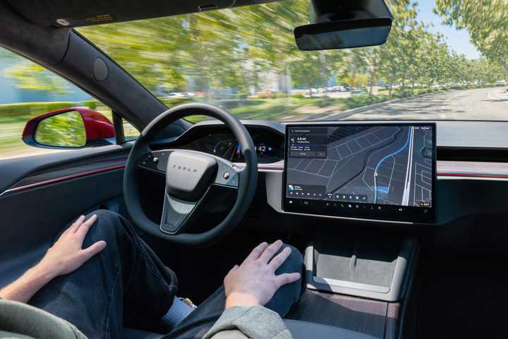 Tesla Model S self driving.
