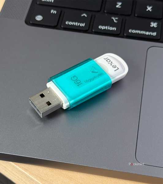 USB stick on laptop.