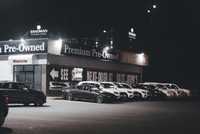 A used car lot. 