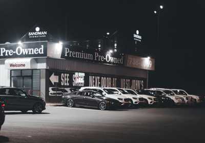 A used car lot. 